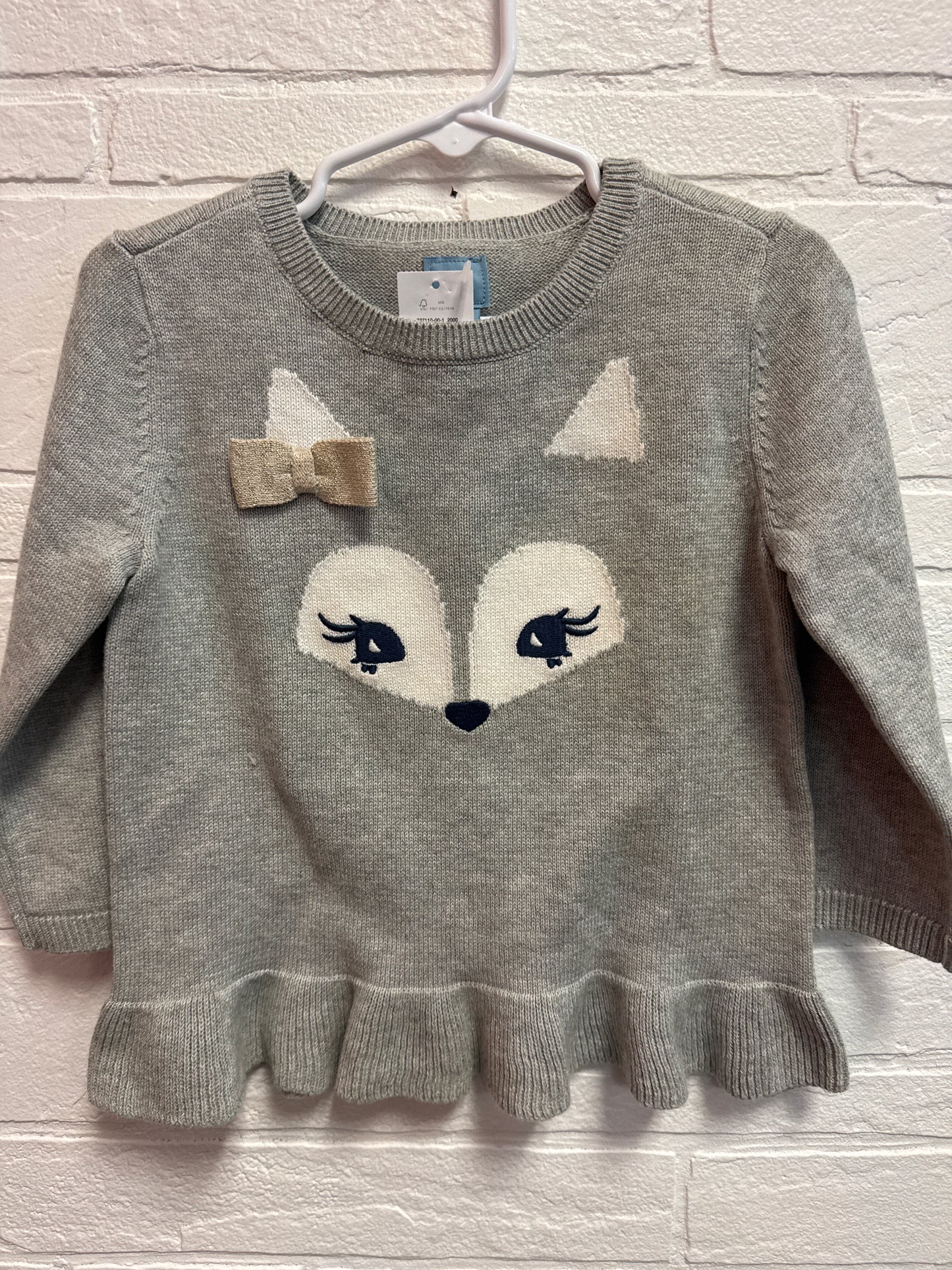 2 NEW Baby Gap Gray Fox Face Sweater
