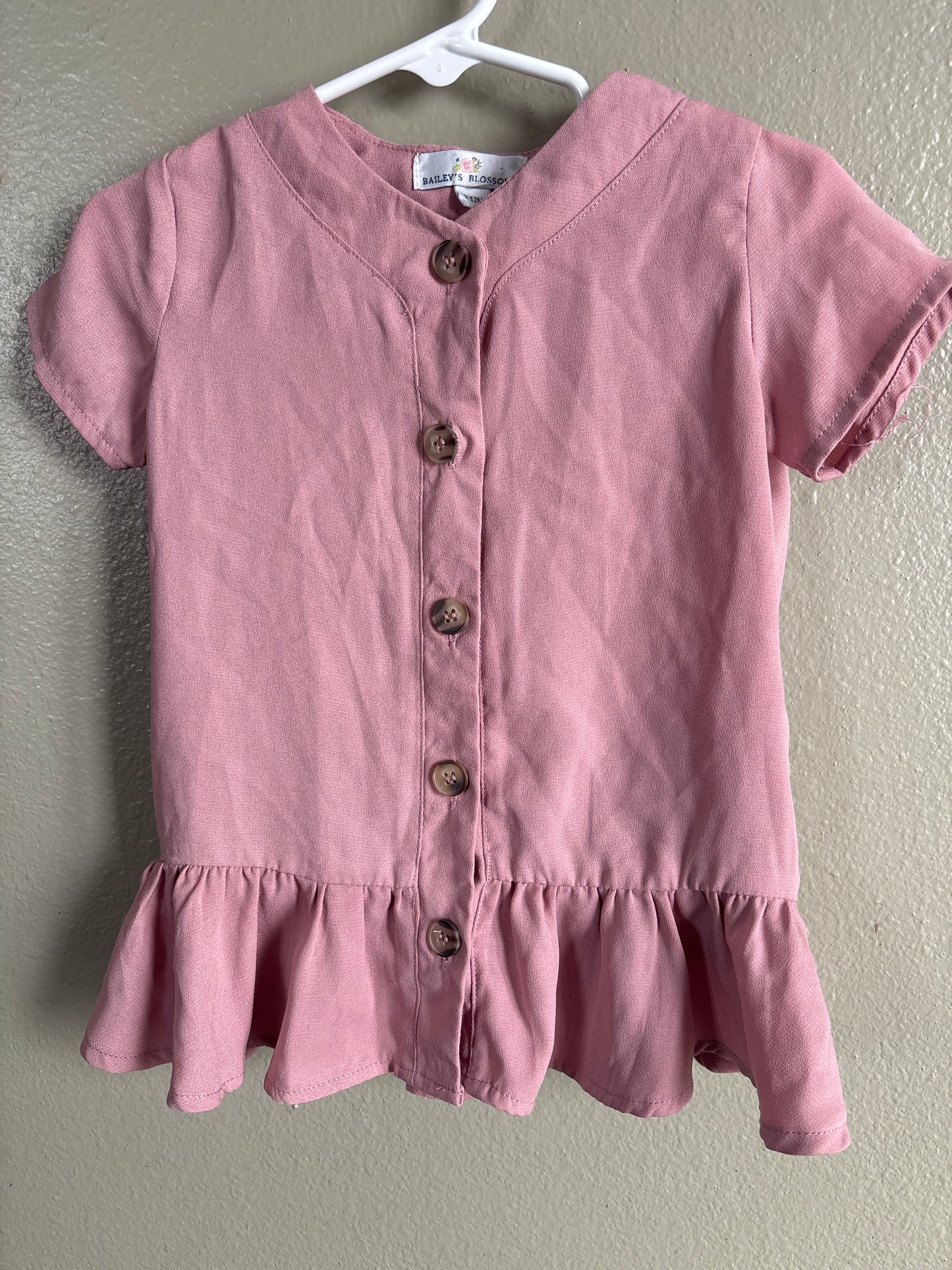 9-12m Baileys Blossoms Mauve Button Dress