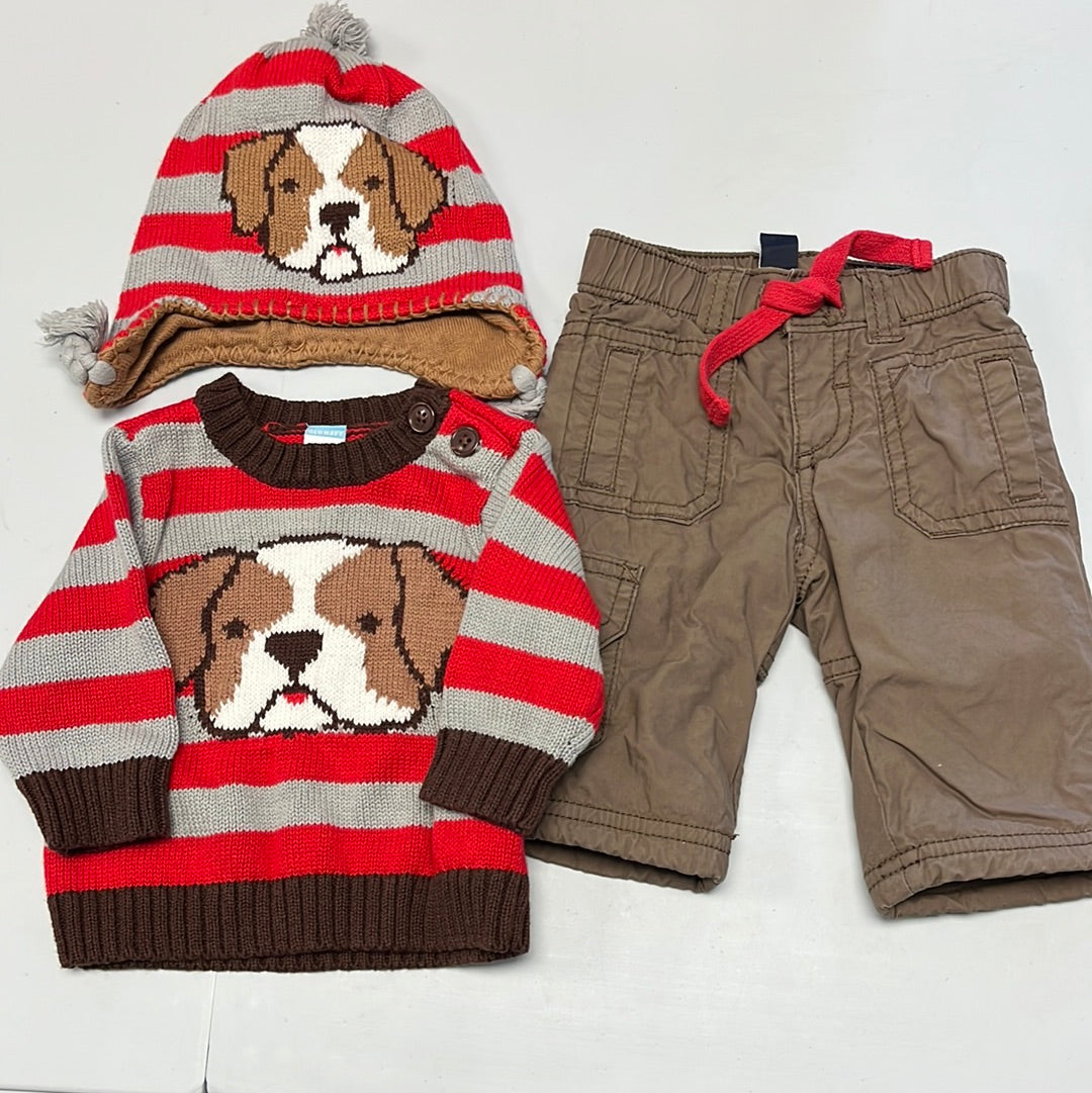 0-3m Dog Sweater, Hat and Pants