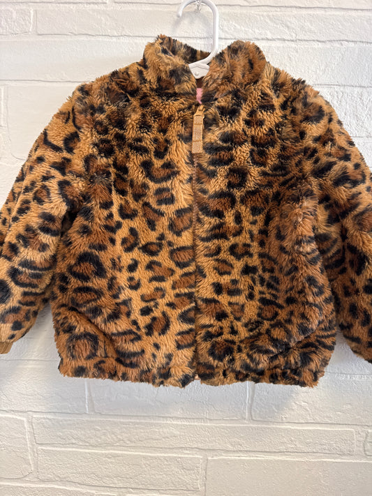 2t Leopard Fuzzy Coat