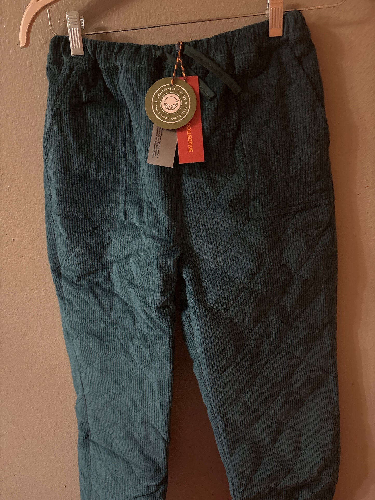 12 New The Sunday Collective Teal Quilted Heavy Pants