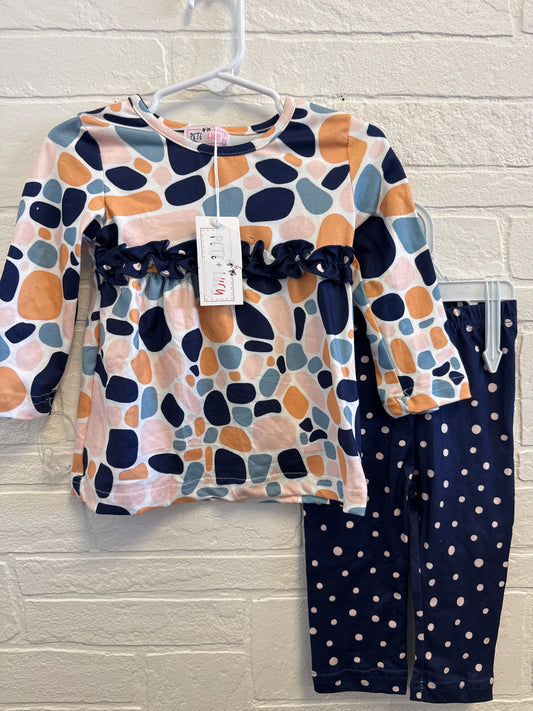 6/12m NEW Pete & Lucy Navy+Pink Shapes Set