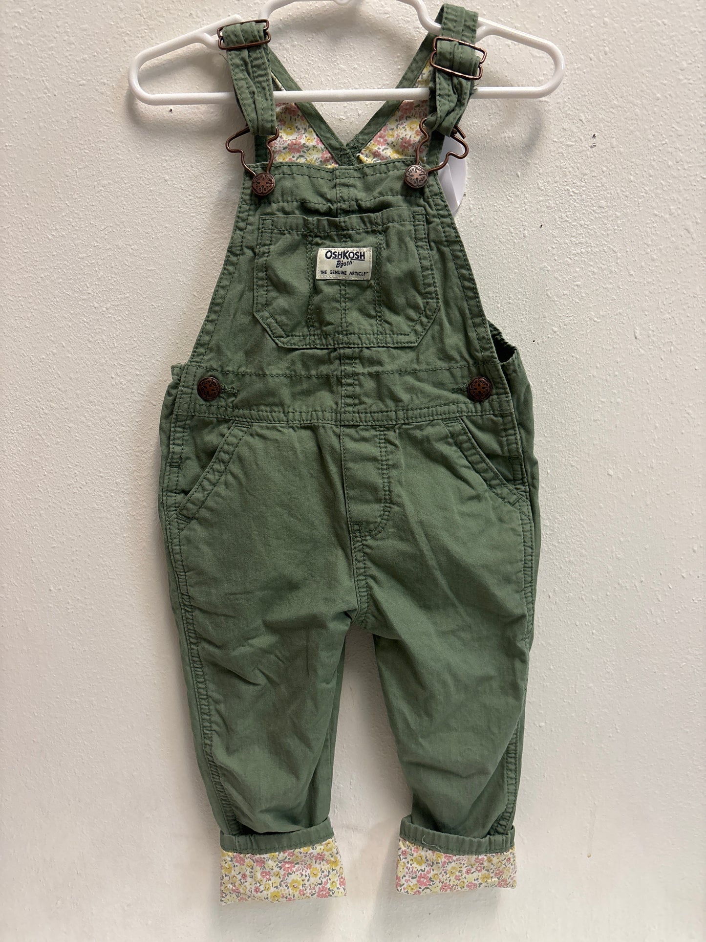 2T Osh Kosh Sage Floral Overalls