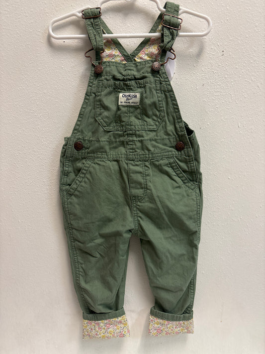 2T Osh Kosh Sage Floral Overalls