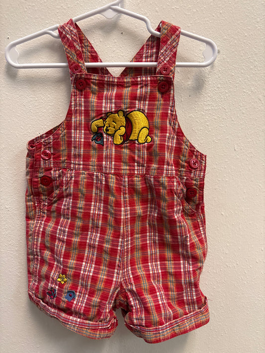 12m Vintage Disney Store Winnie Pooh Plaid Shortalls