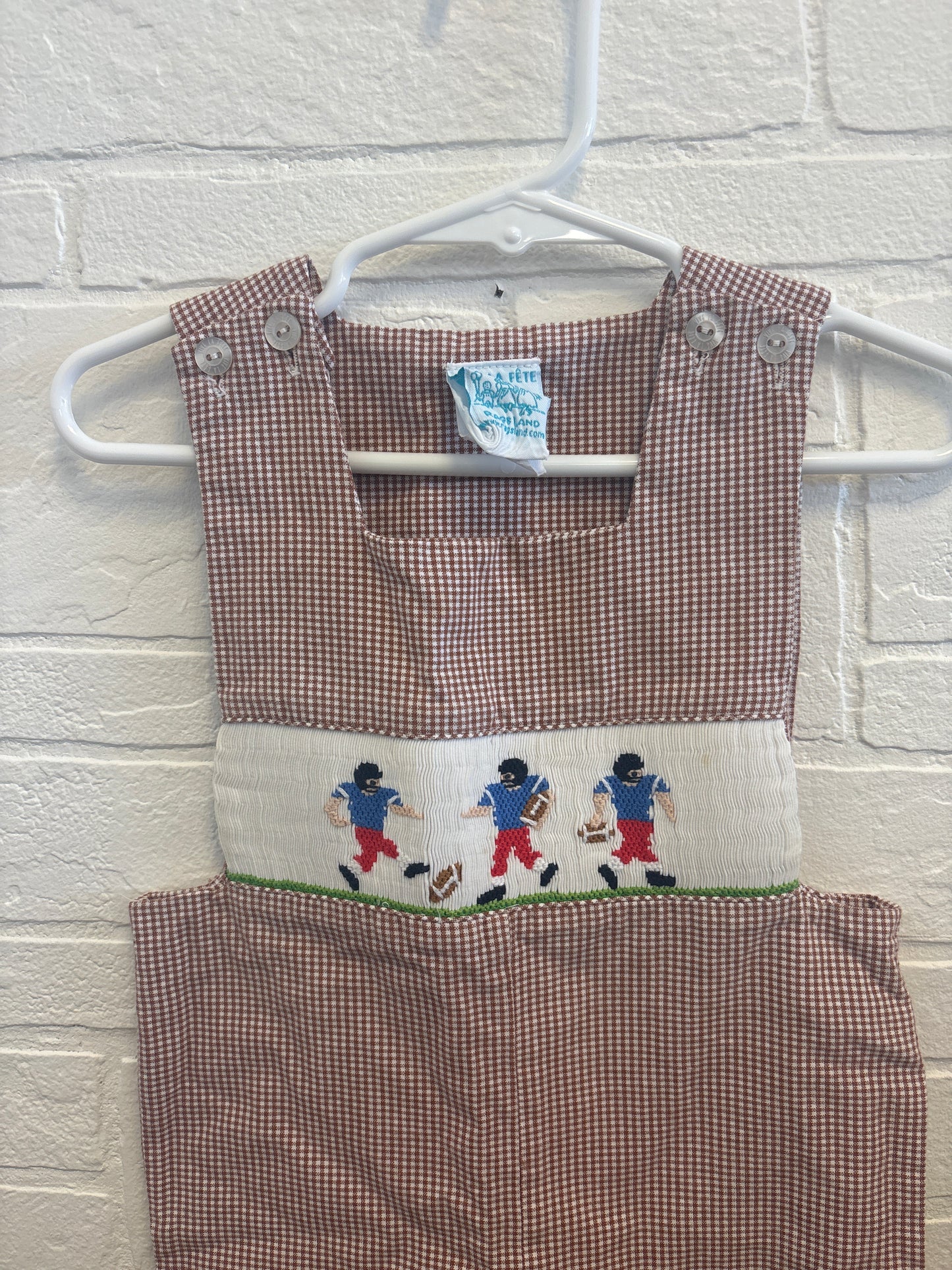 24m Smocked Vive La Fete Football Romper