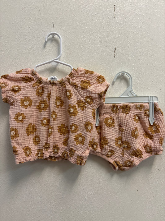18m Gauze Floral Short Set