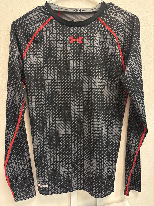 L Under Armour Red Black Compression Shirt