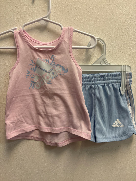 9m Pink Blue Adidas Short Set