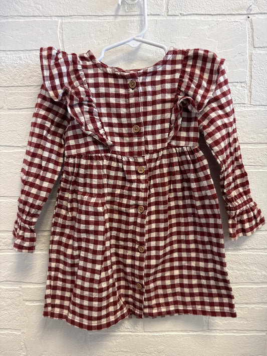 2t Little Co. Maroon Plaid Button Up Dress