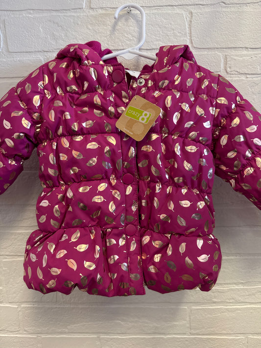 12-18m NEW Crazy 8 Pink Metallic Leaves Puffer Coat