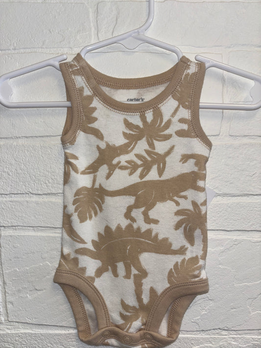 NB Tan Dinosaur Onesie Tank