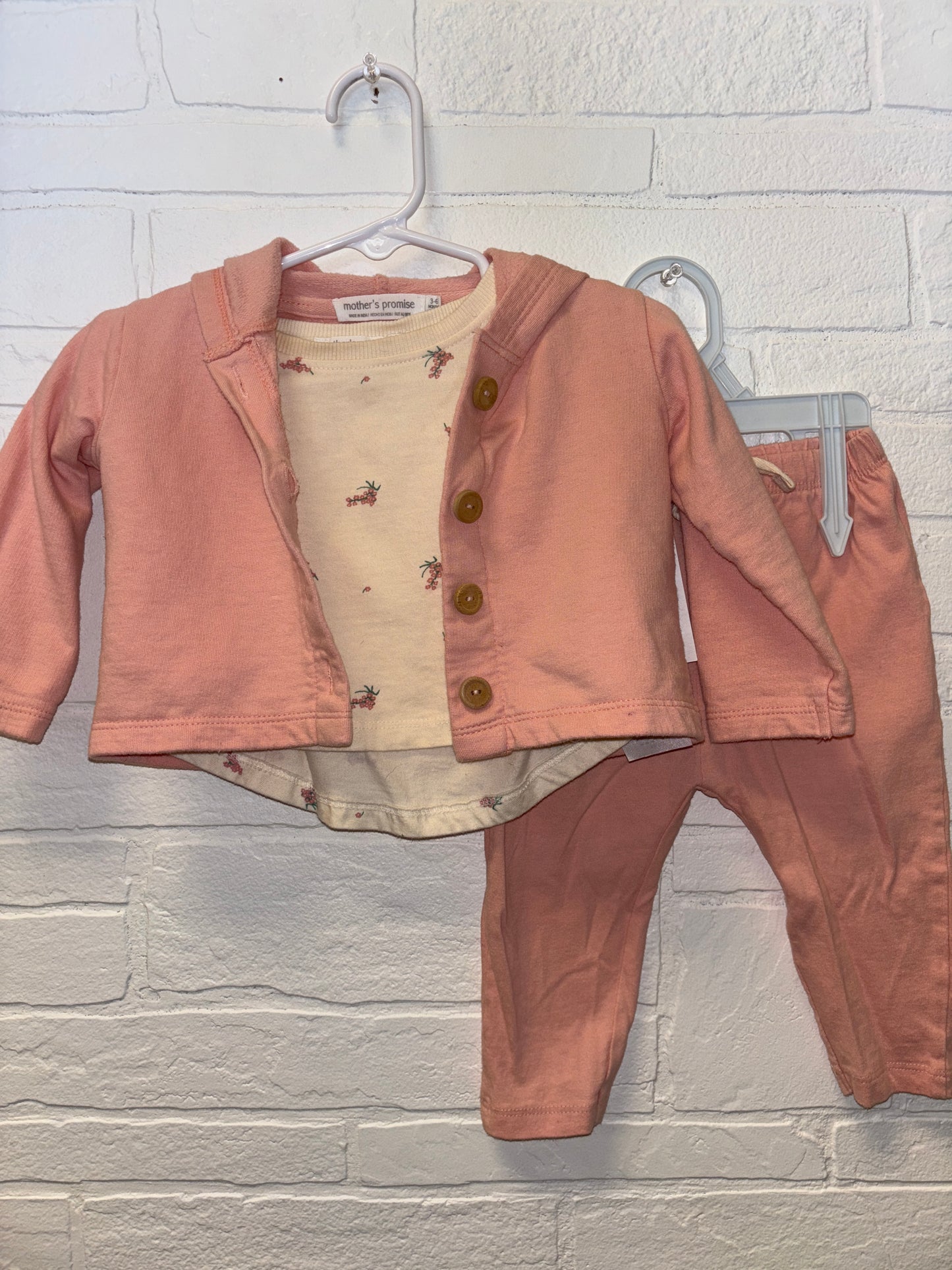 3-6m Mothers Promise Pink Jacket 3-piece Set