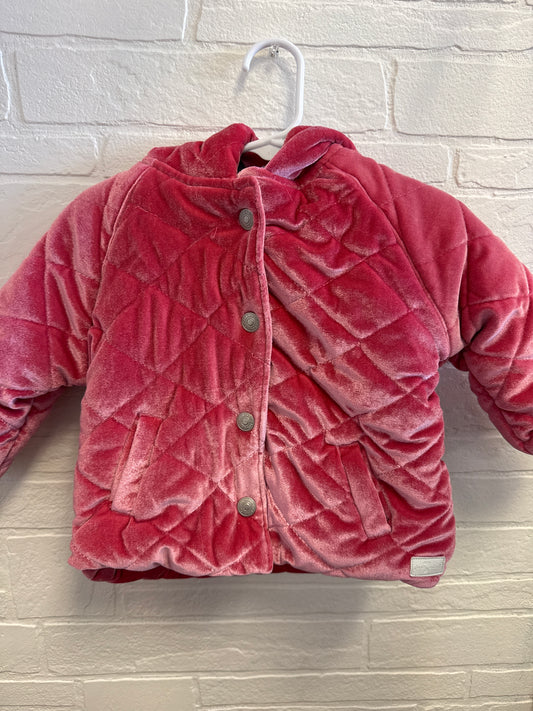 12m 7 For All Man Kind Pink Velour Quilted Coat
