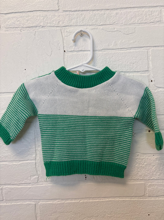 0-9m Vintage Green White Acrylic Sweater