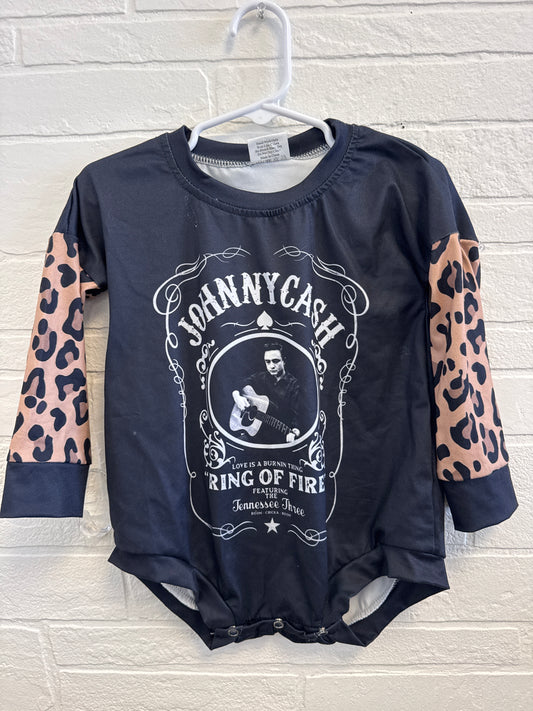 2t NEW Johnny Cash+Leopard Sleeve Bubble Romper