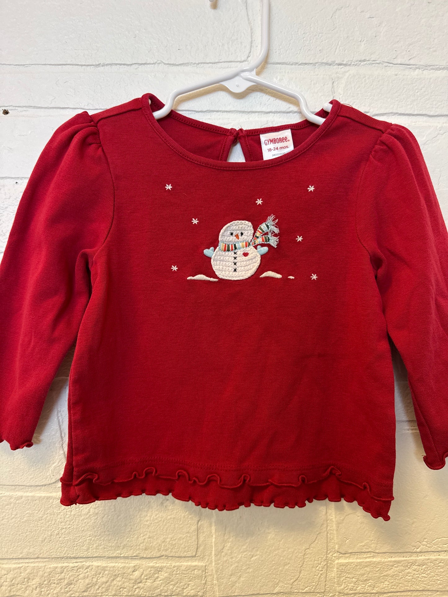 18-24m Gymboree Red Snowman Ruffle Longsleeve