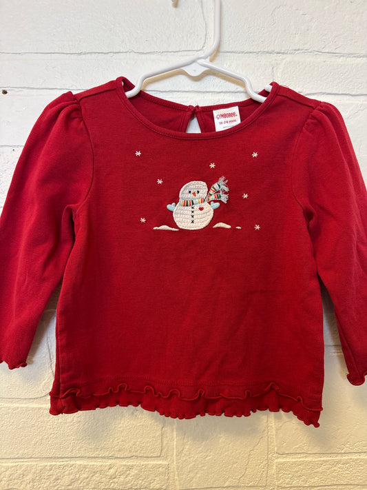 18-24m Gymboree Red Snowman Ruffle Longsleeve
