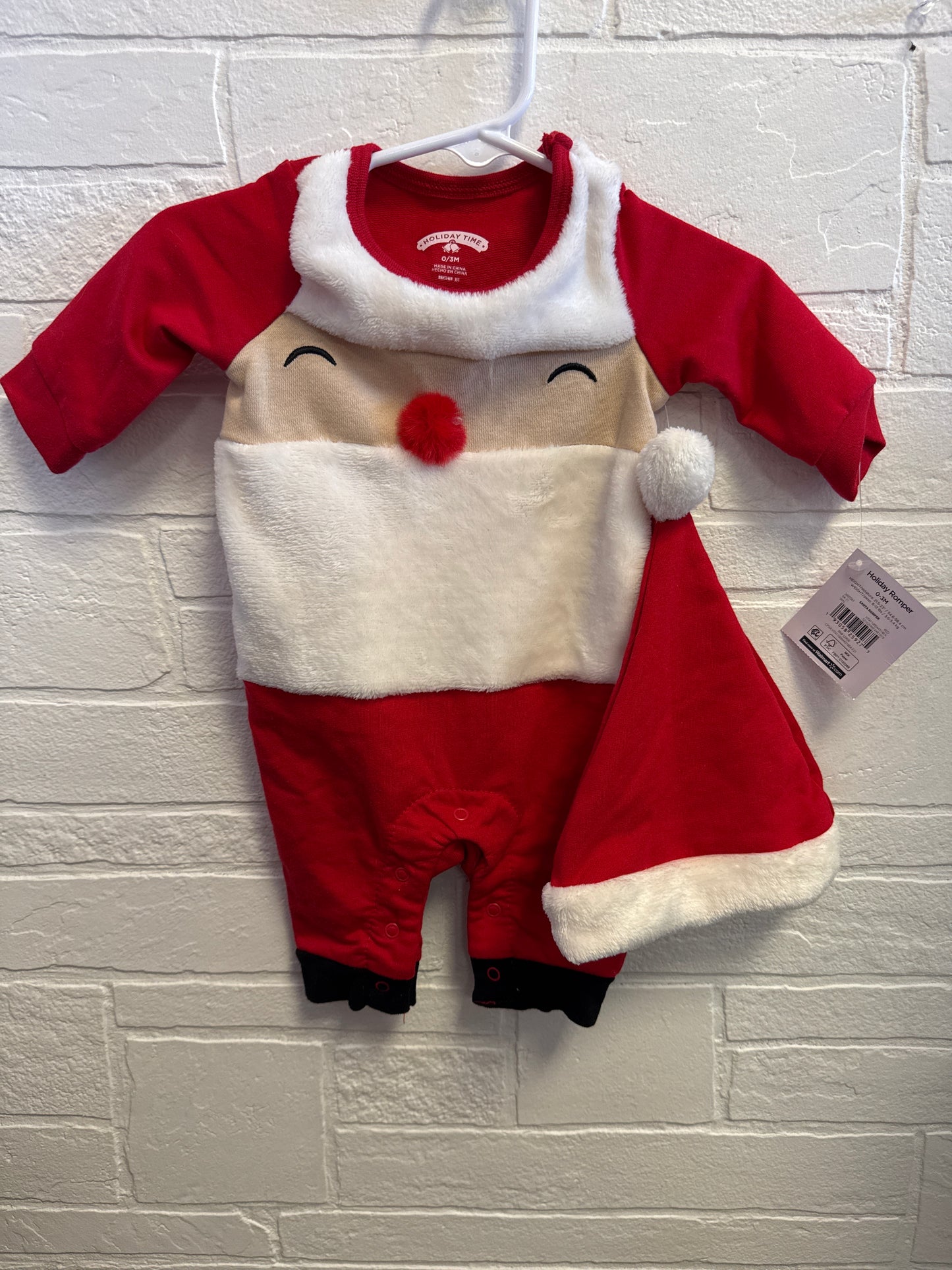 0-3m NEW Santa Face Romper w/Hat