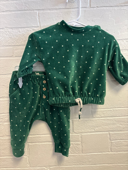 3-6m Soft Green + Dots Outfit