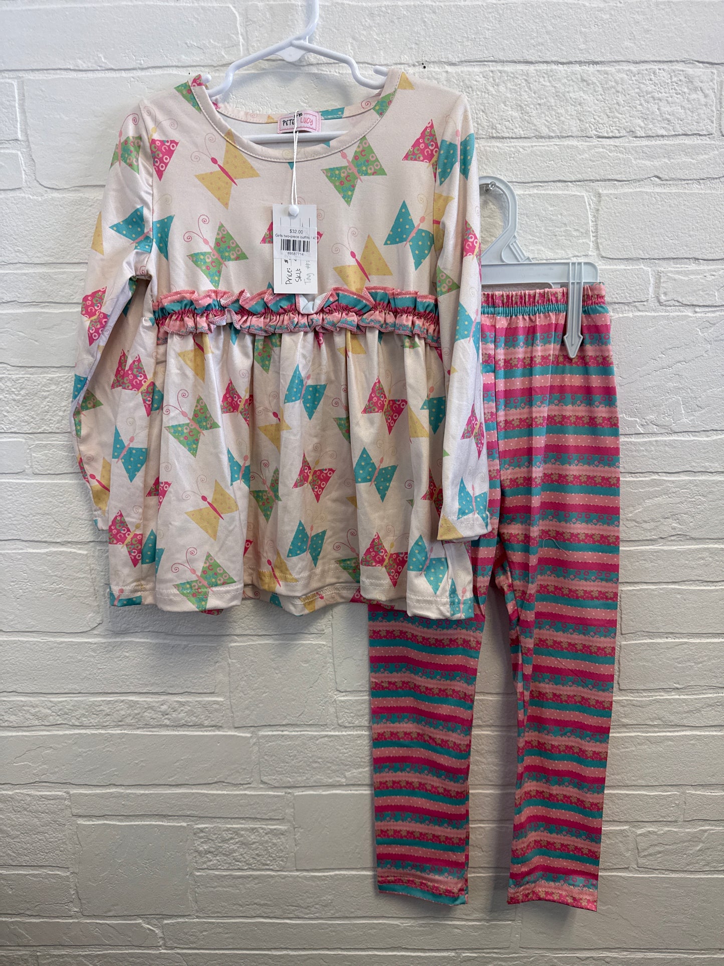 4t NEW Pete & Lucy Pink/Blue Butterfly Bow Set