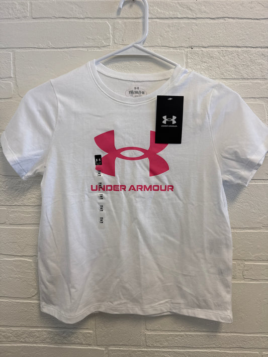 YM(10-12) NEW Under Armour White/Pink Tee
