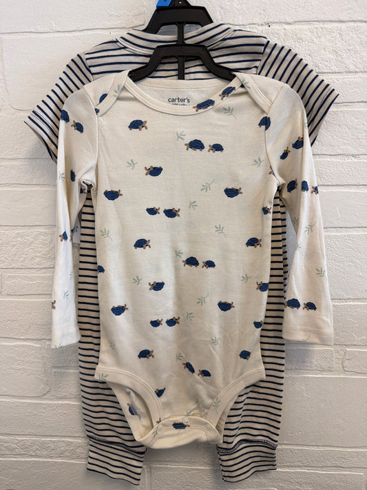 24m NEW Blue Stripes+Turtle 3pc Set