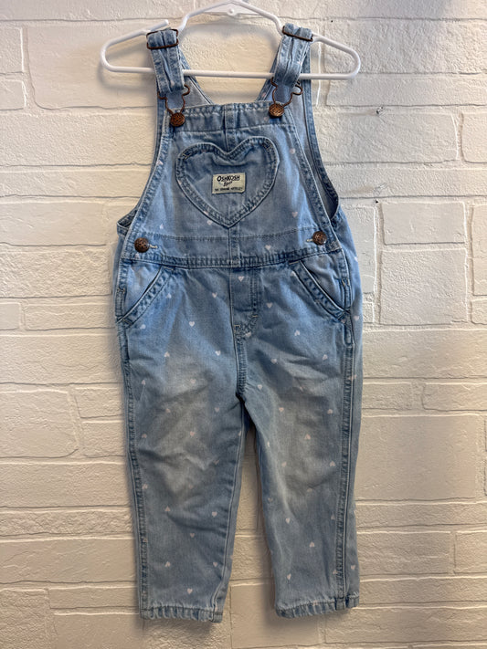 2t OskKosh B’Gosh Lightwash Hearts Overalls