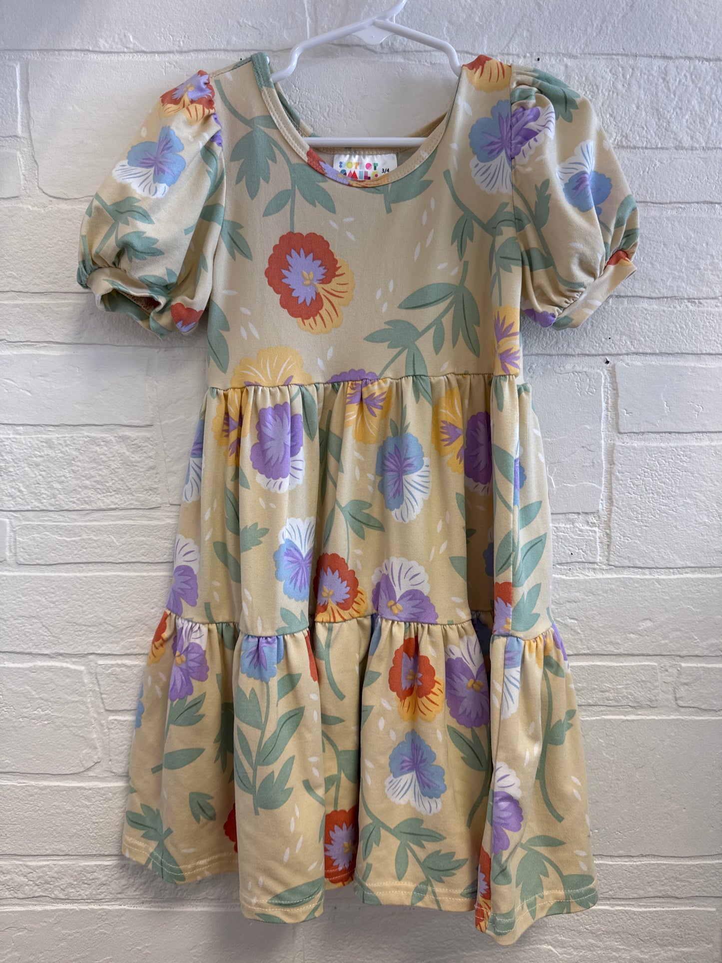 3-4 Dot Dot Smile Yellow Floral Babydoll Dress