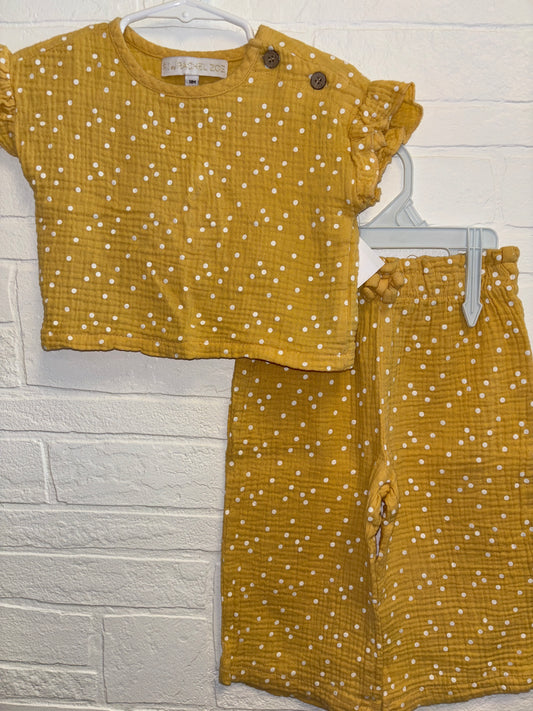 18m RZ Yellow PockaDot Muslin Set