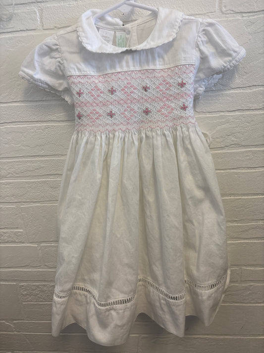 2T White Pink Smocked Dress