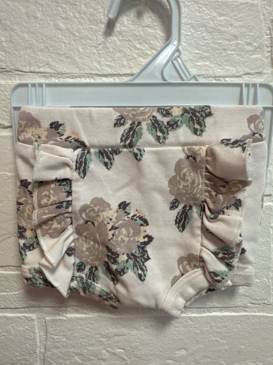 0-3m Kate Quinn Floral+Ruffle Bummie