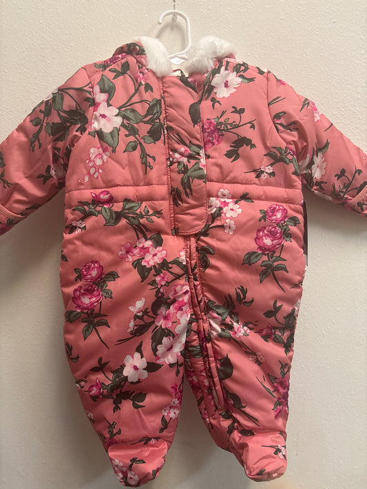 6-9m New Pink Floral Snowsuit