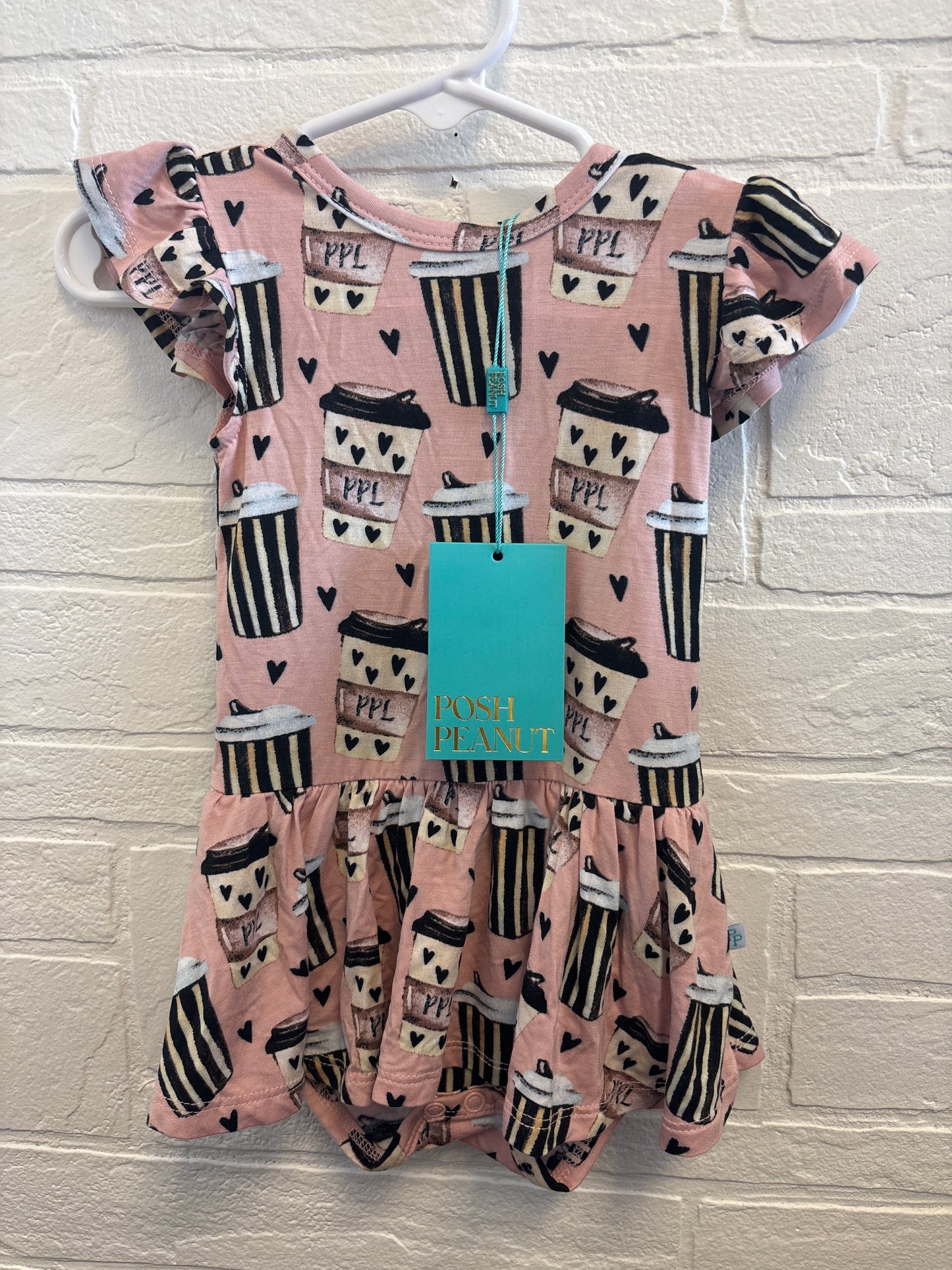 6-12m New Posh Peanut Latte Bamboo Romper
