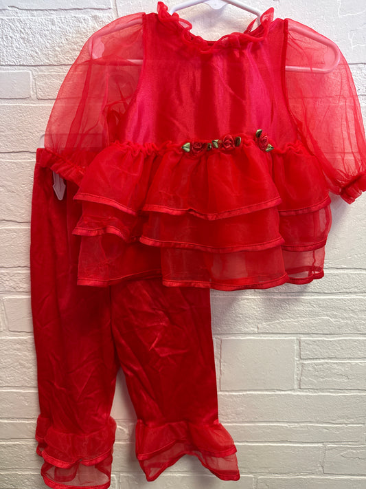 2t Vintage JC Clothing Red Silk Pajama Set