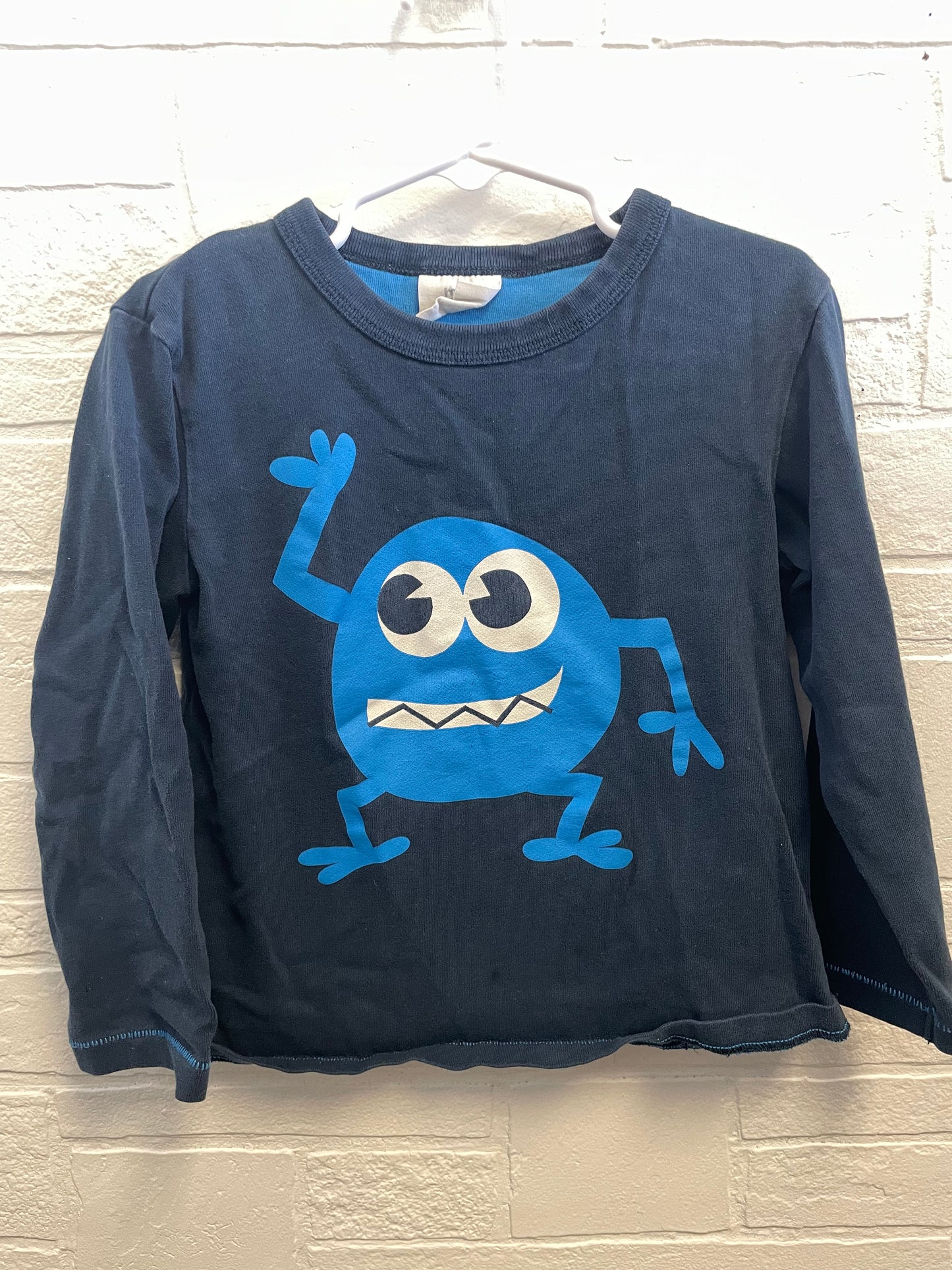 3/4 Mini Boden Blue Monster Graphic Long Sleeve Tee