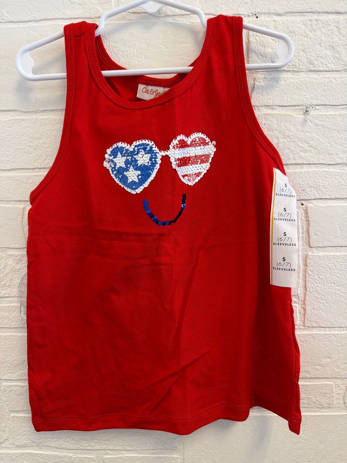 6/7 NEW RWB Sequin Smiley Face Tank