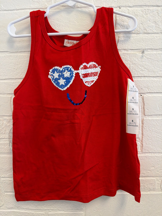 6/7 NEW RWB Sequin Smiley Face Tank