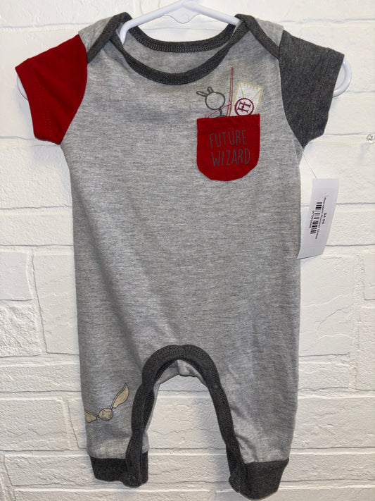 0-3m Grey Future Wizard Romper