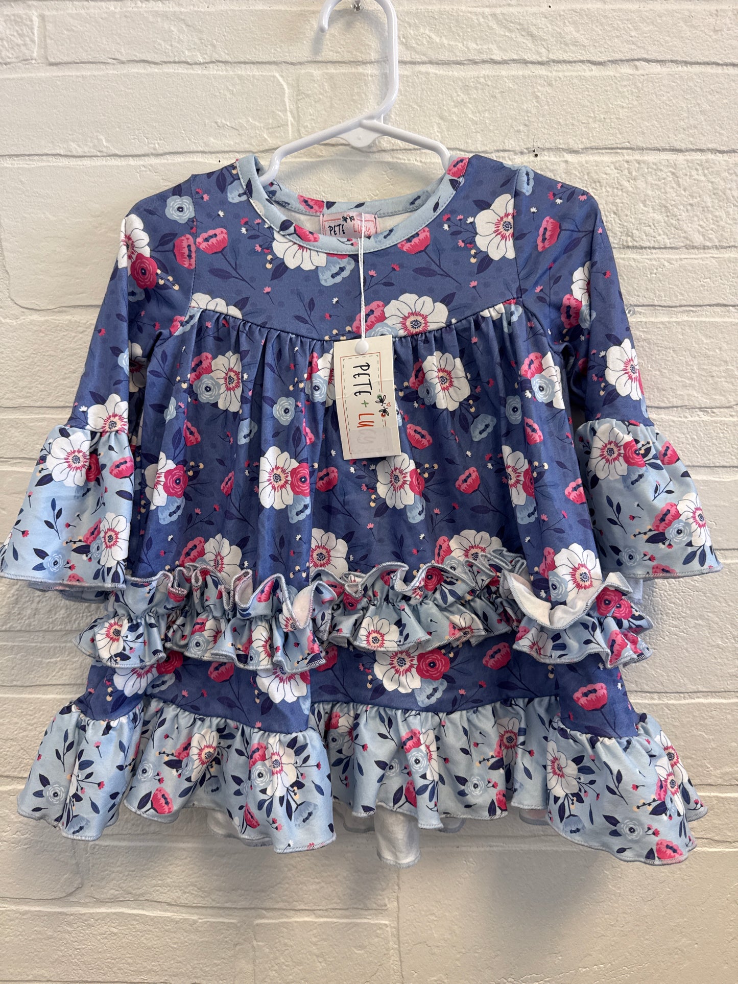 6/12m NEW Pete & Lucy Blue Flower Bell Sleeve Dress