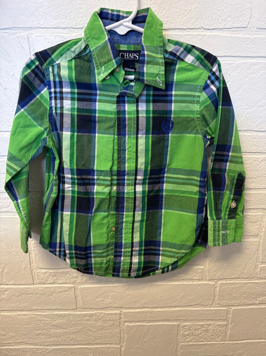 2T Chaps Blue & Green Plaid Button Up