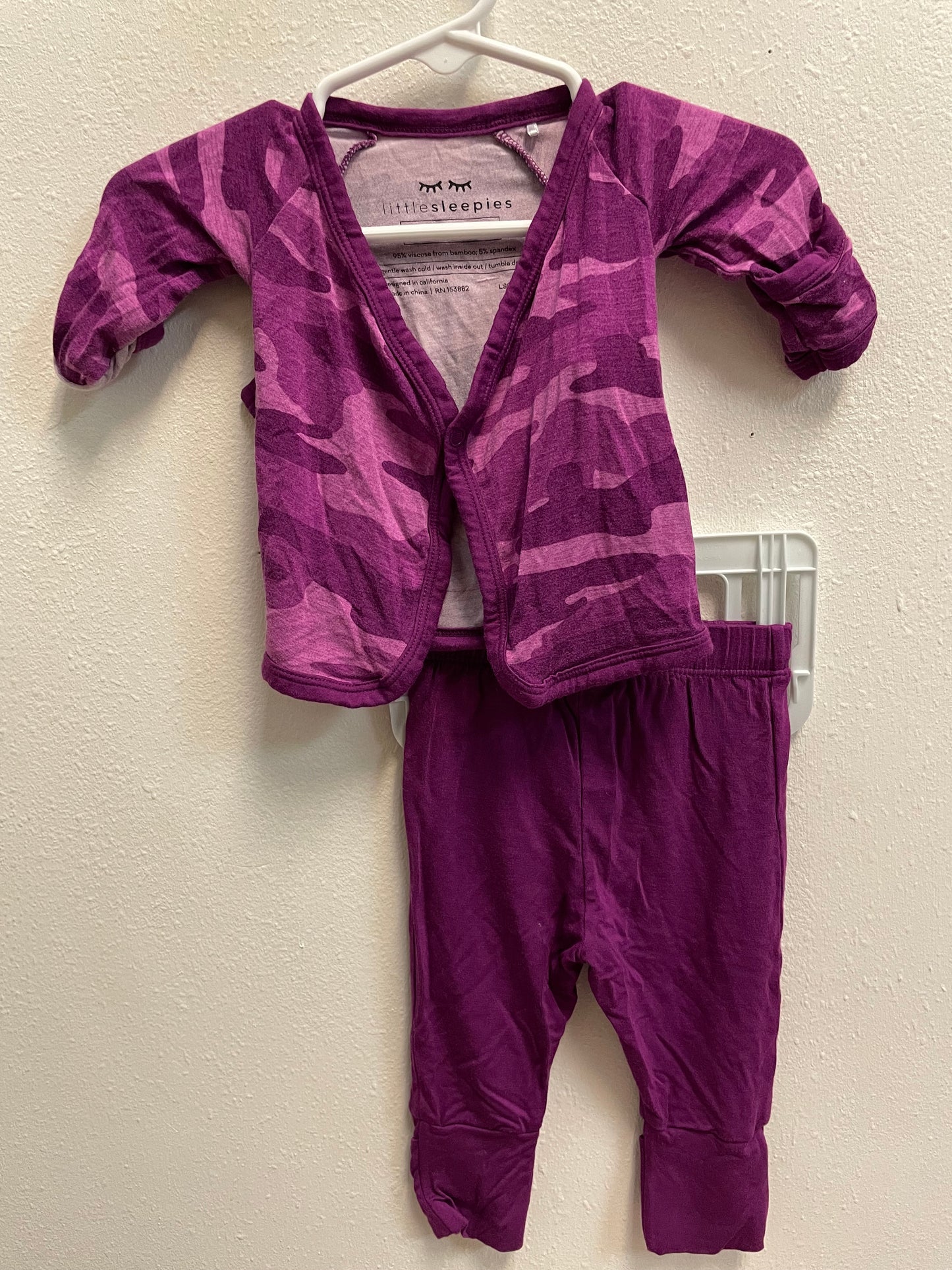 Preemie Little Sleepies Purple Camo Bamboo Pajama Set