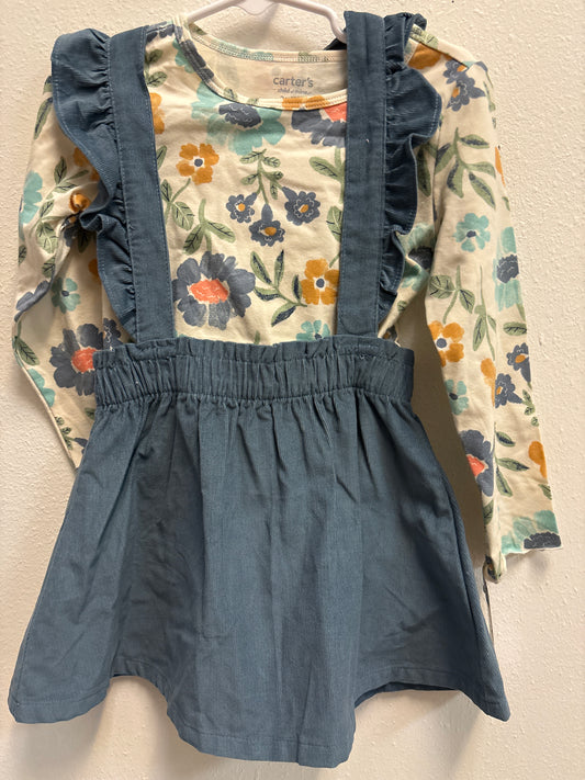 3T New Floral Blue Micro Cord Dress