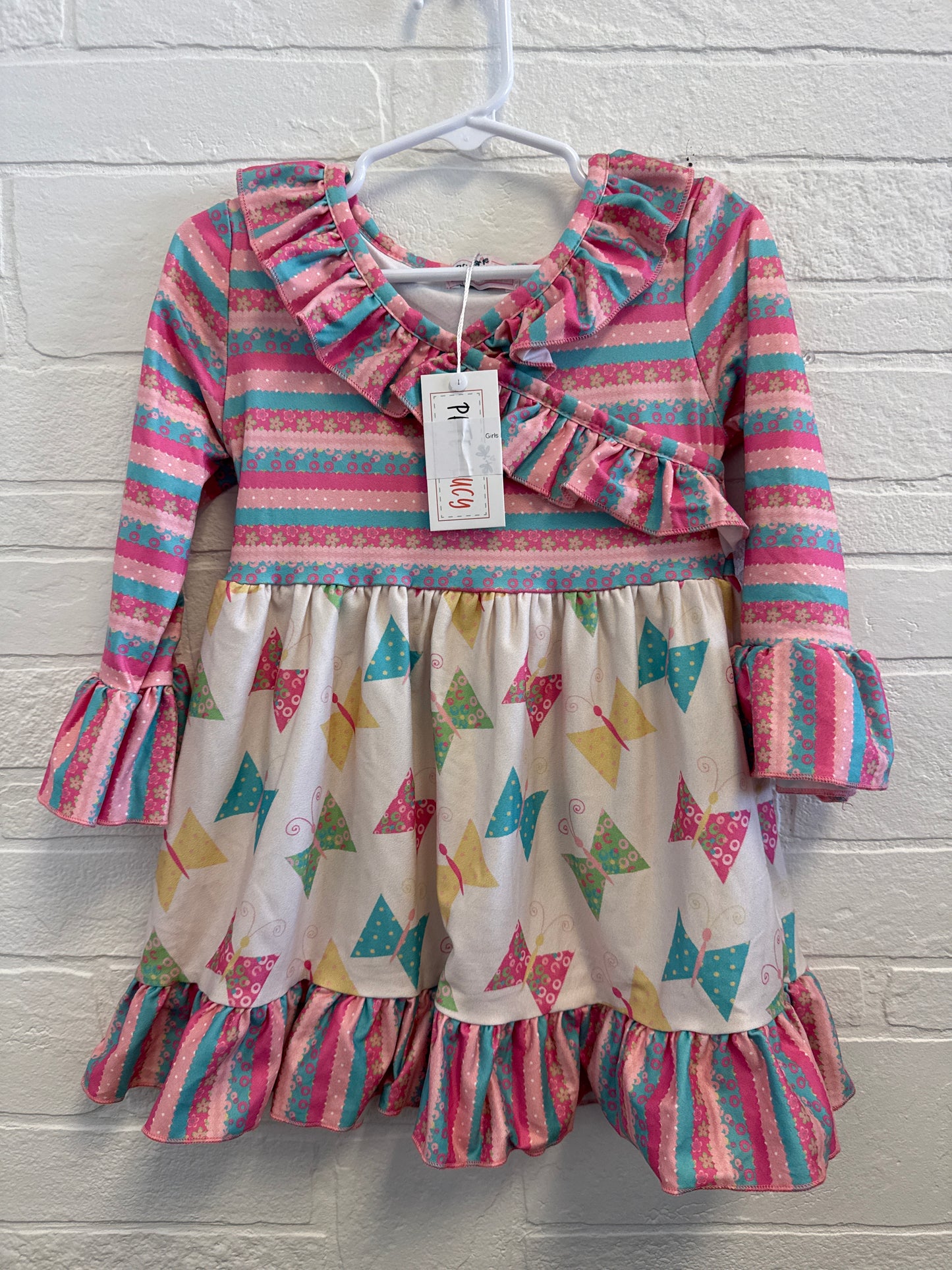 12/18 NEW Pete & Lucy Pink/Blue Butterfly Bow Dress