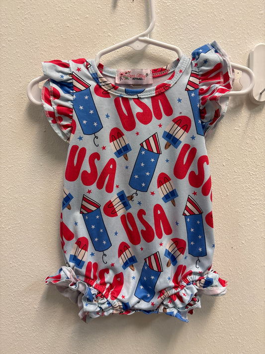 0-6m Clover Cotrage USA Ice Cream Romper