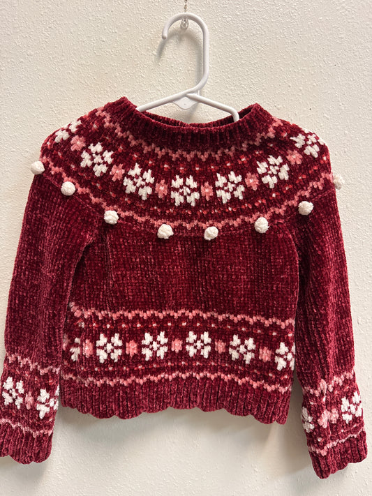 2t Tommy Bahama Red Velour White PomPom Sweater