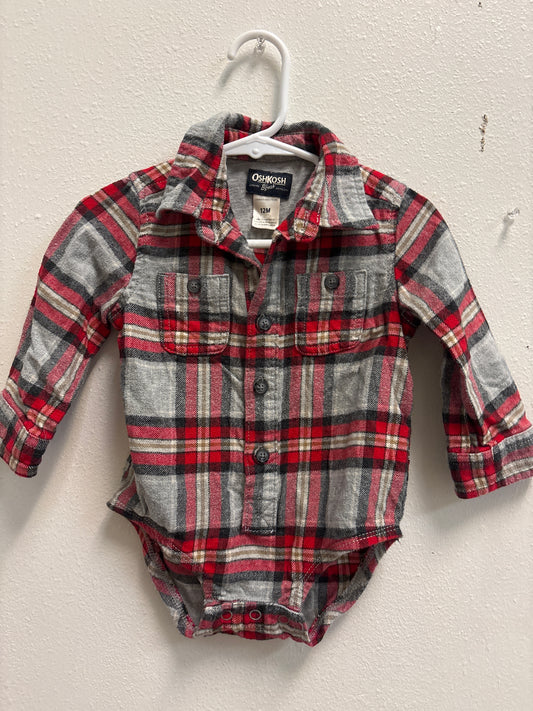 12m Osh Kosh Red Gray Flannel