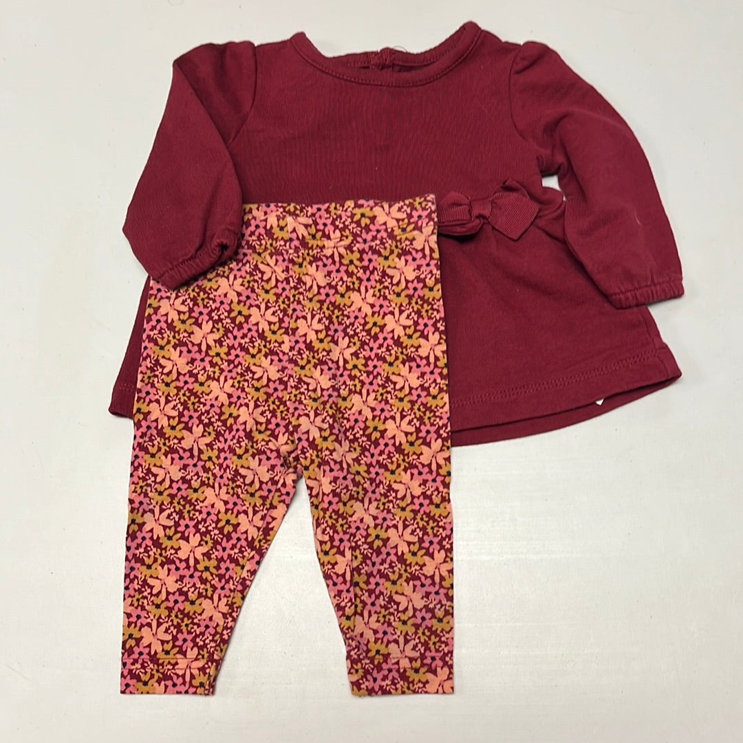 0-3m Burgundy Outfit