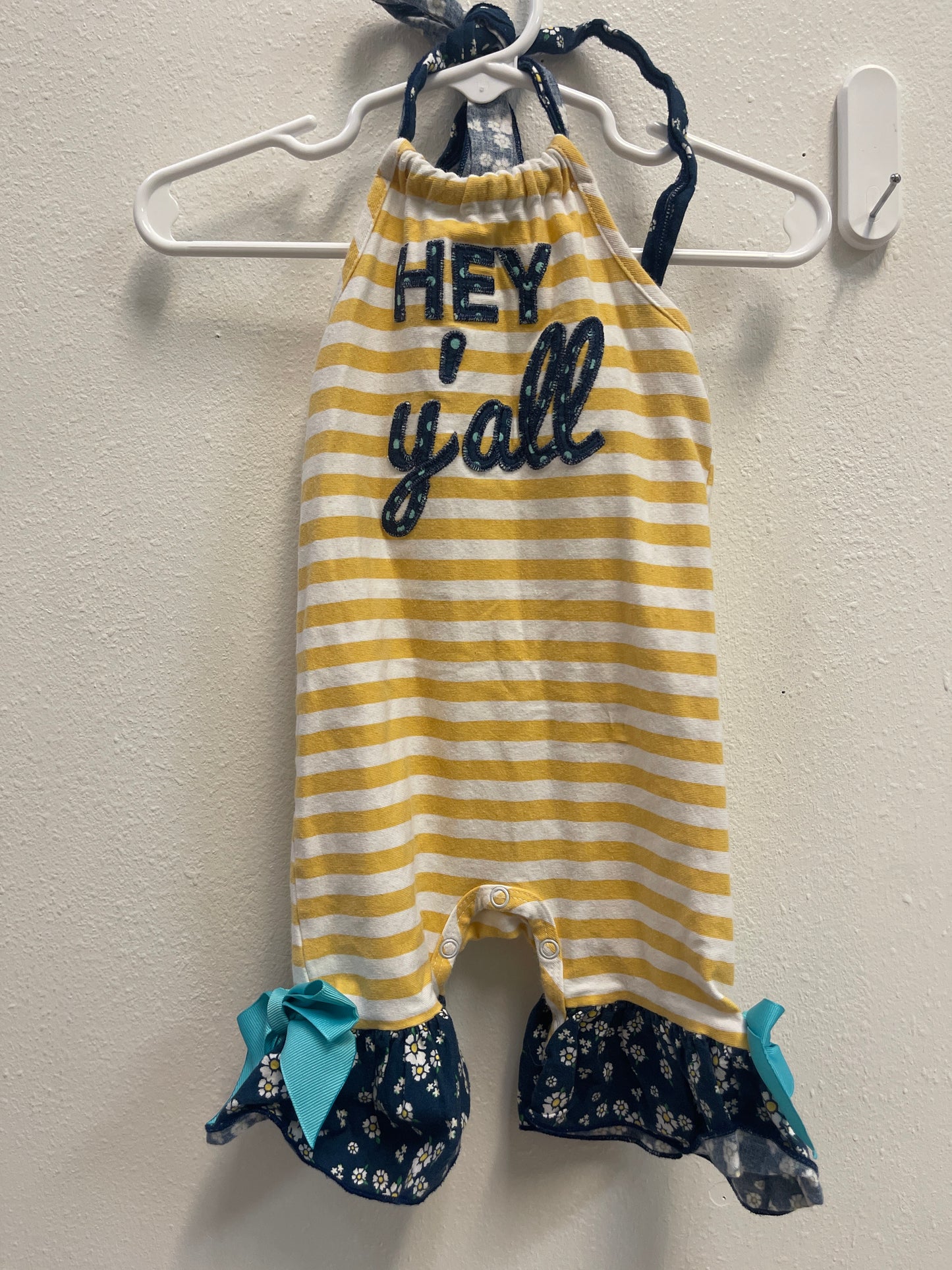 3/6m Ricrac & Ruffles Hey Y’all Romper