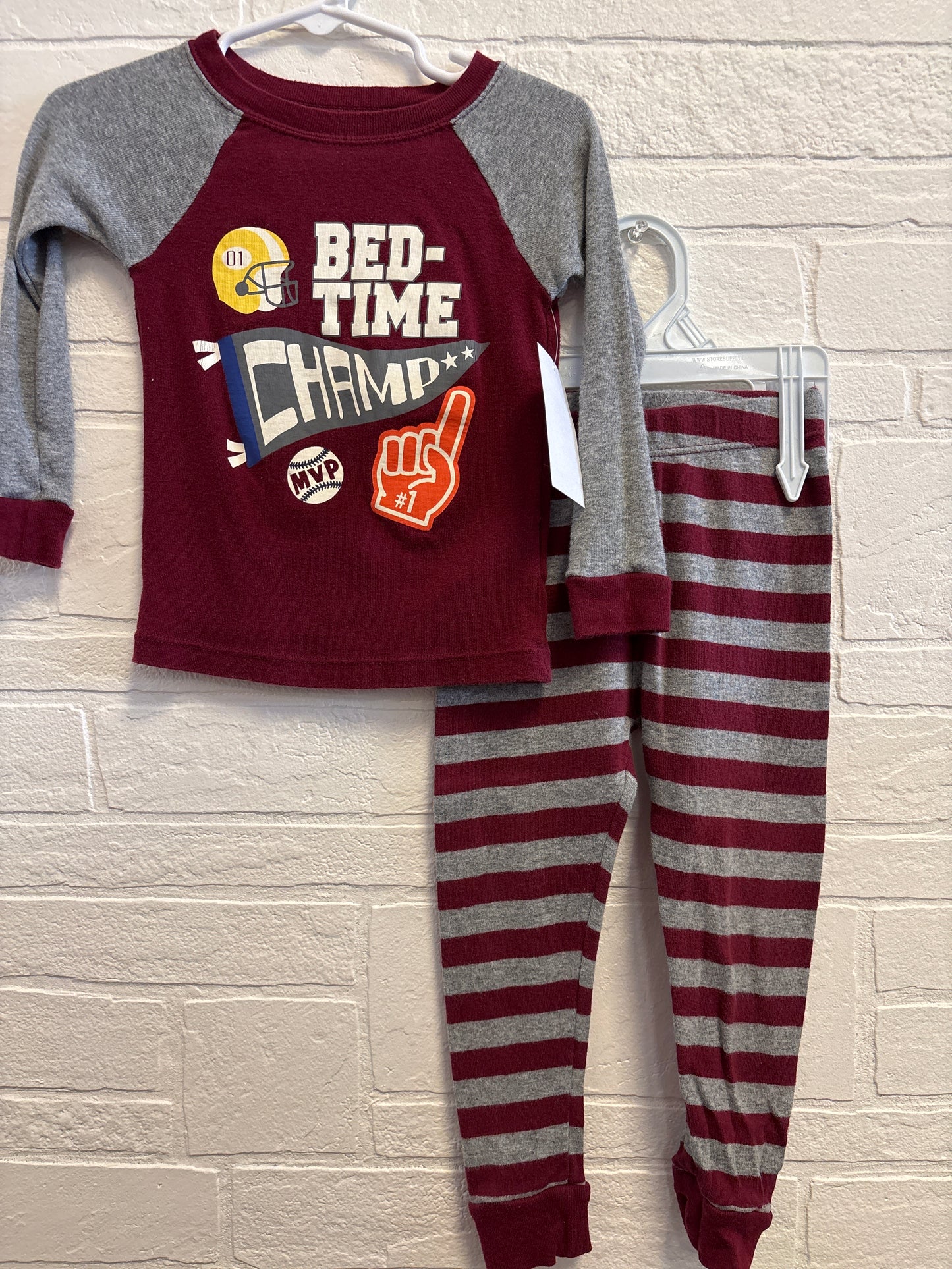 2T Maroon Bet-Time Champ Long Sleeve Pajamas